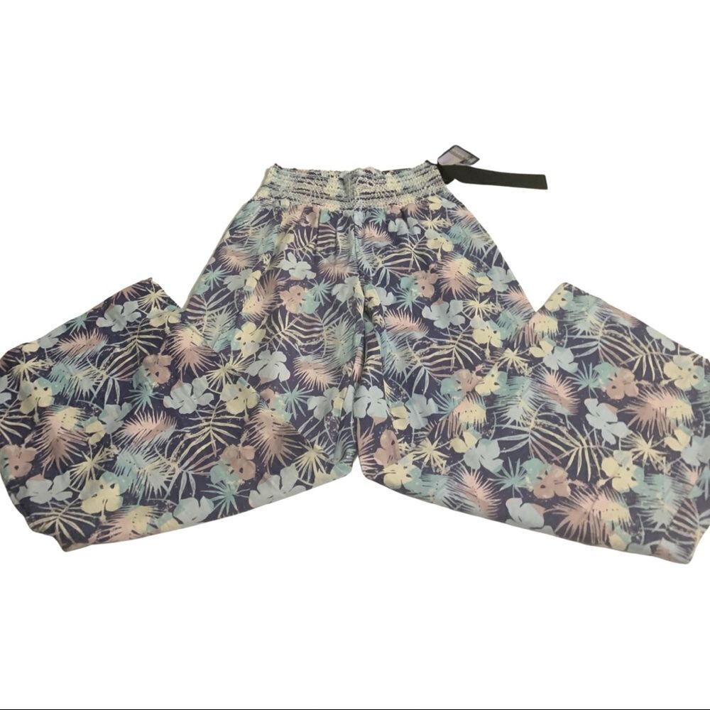 Floral Patterned High Waisted wide leg pants